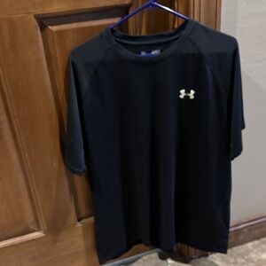 Under Armour Black Short Sleeve Athletic Tee with White Logo
